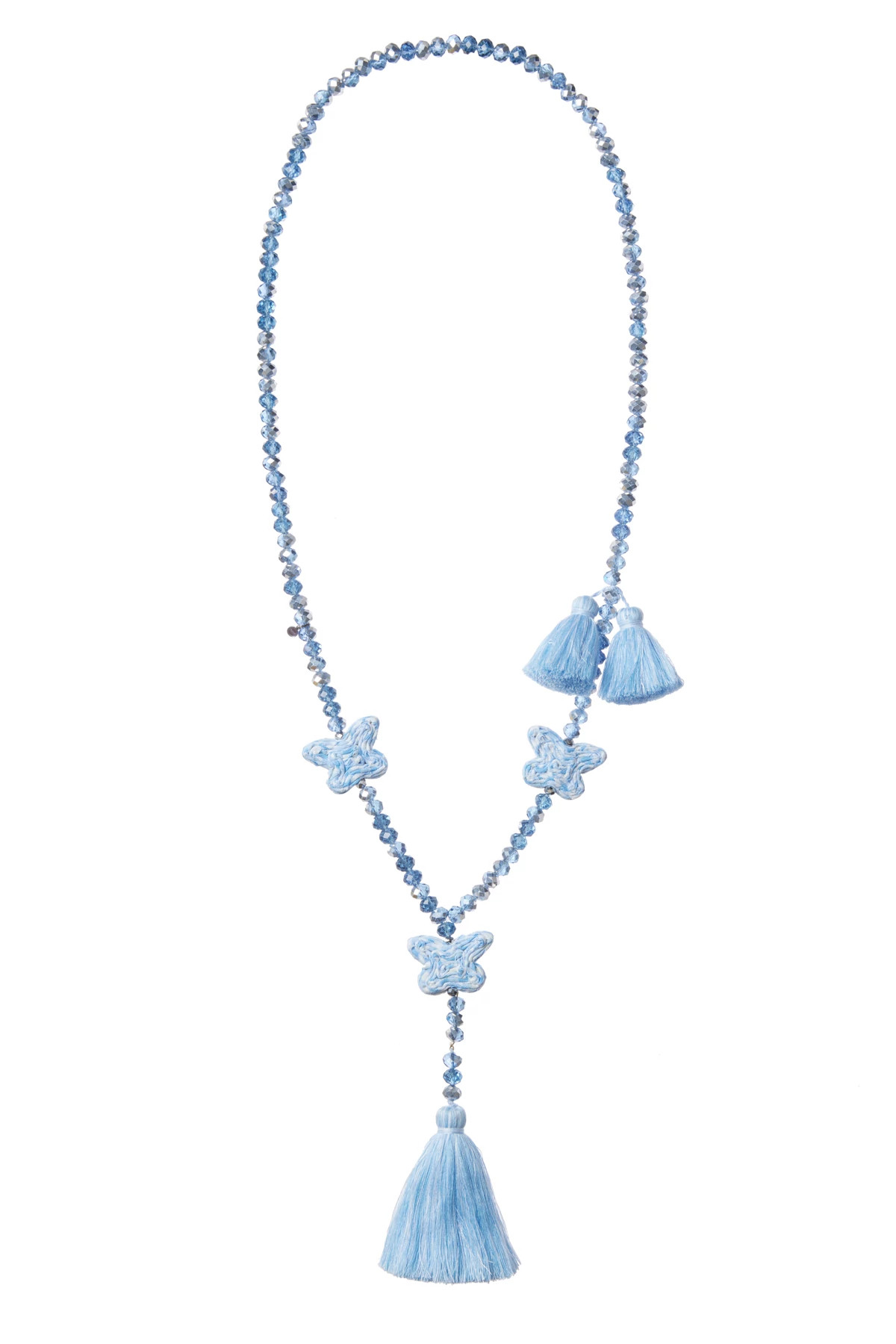 BLUE Lariat 3 Butterfly Necklace image number 1