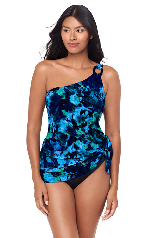 BLUE/MULTI Amal One Shoulder Swimdress