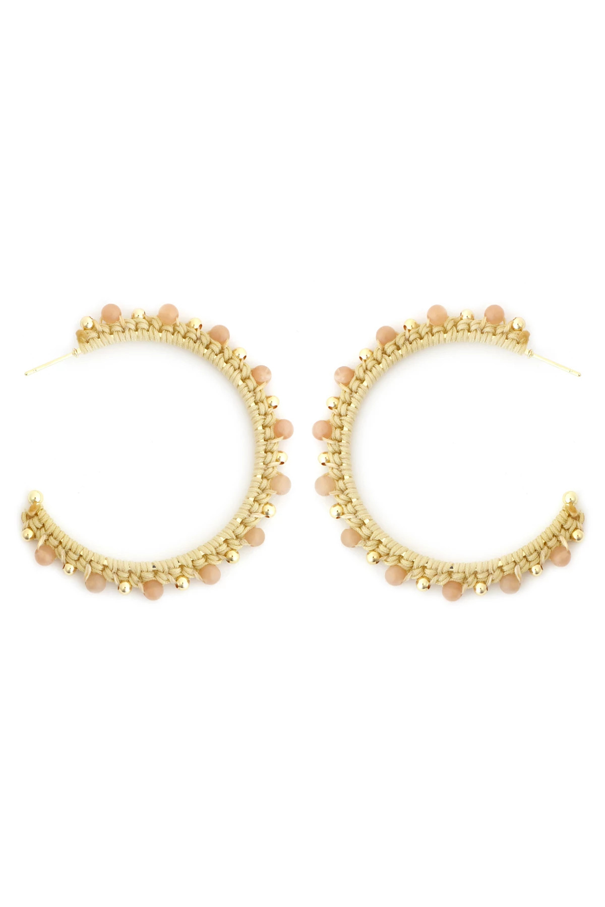 BEIGE Crochet Hoop Earrings image number 1