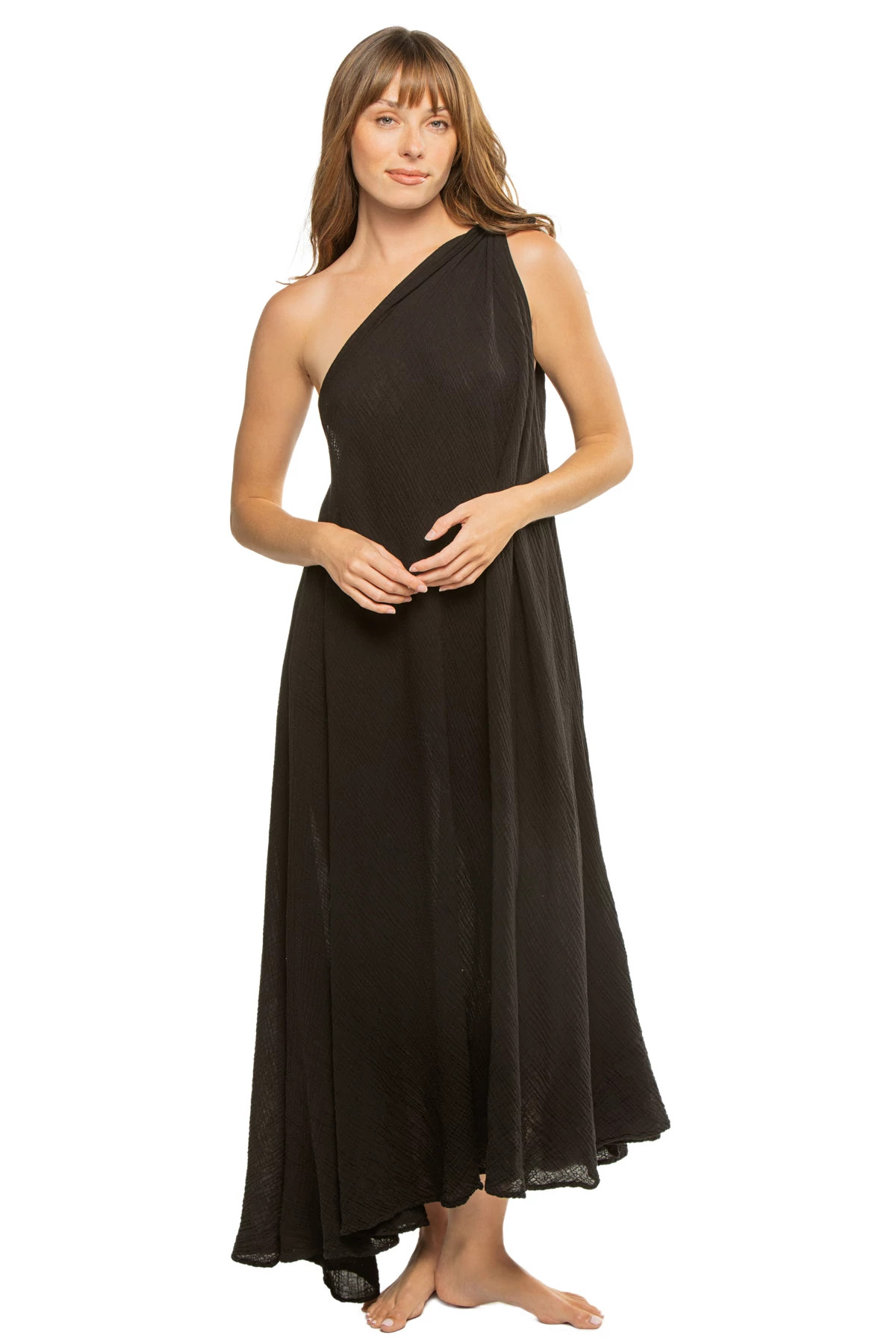BLACK Asymmetrical Maxi Dress image number 1