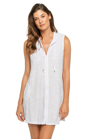 WHITE Palm Terry Hooded Tunic