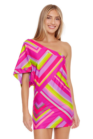 MULTI Asymmetrical Stripe Tunic Dress