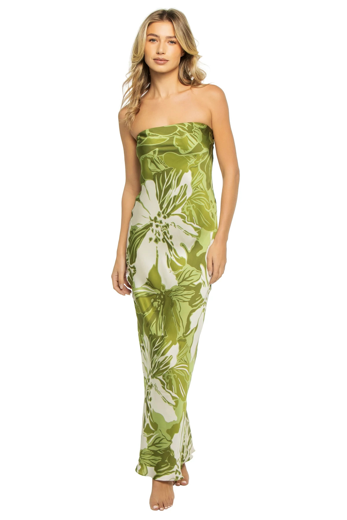 GREEN Strapless Maxi Dress image number 1