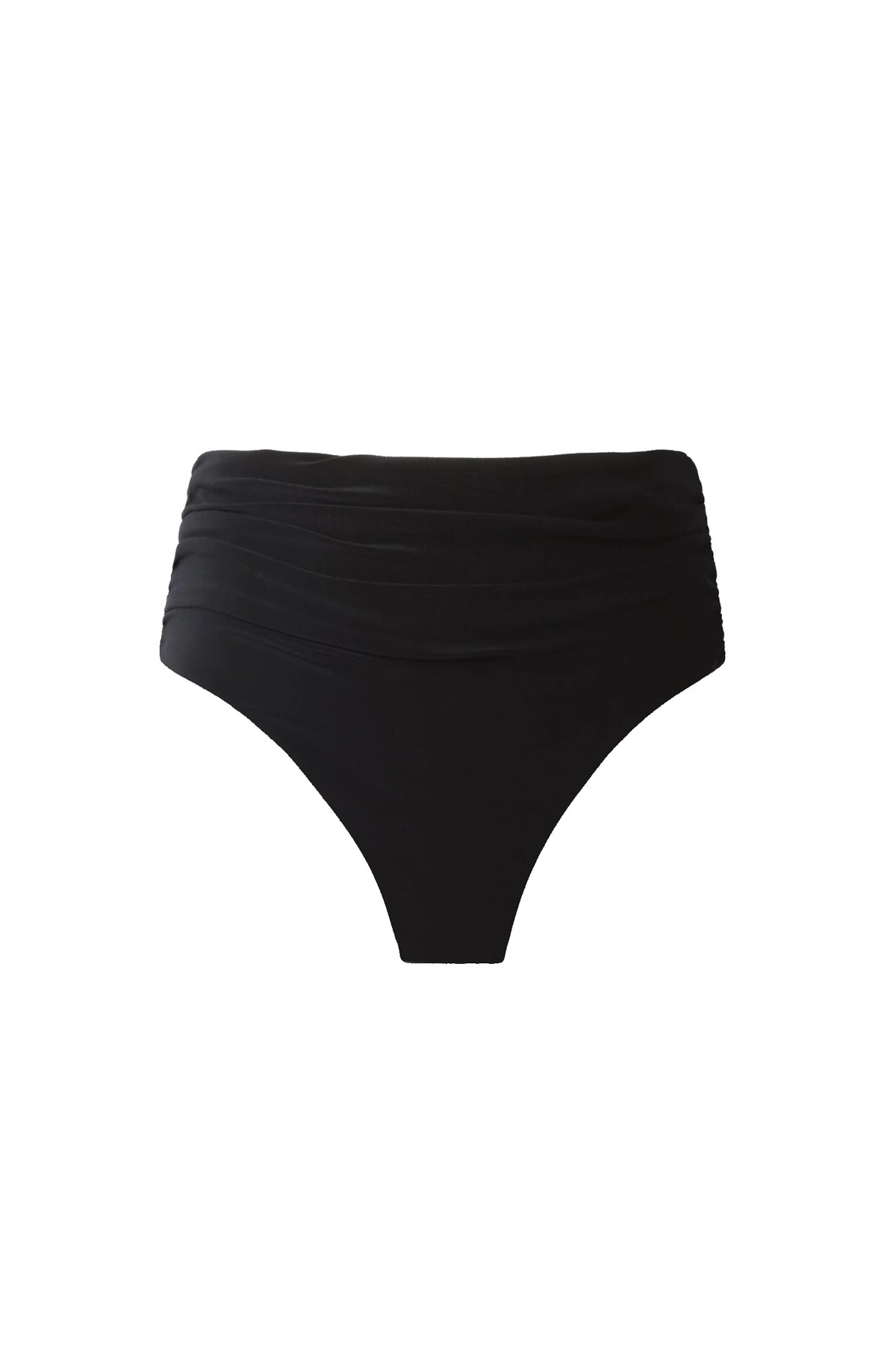BLACK Shirred High Waist Bikini Bottom image number 3