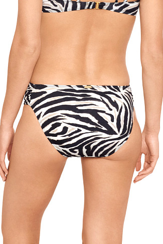 BROWN Zebra Shirred Hipster Bikini Bottom
