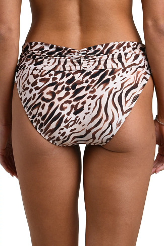 TAUPE Animal Print Ruched Band Bikini Bottom