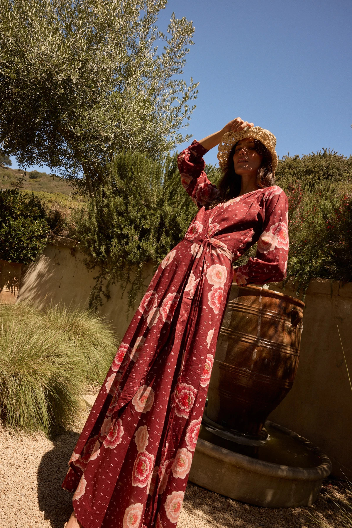 POPPY CHERRY Kate Wrap Maxi Dress image number 3