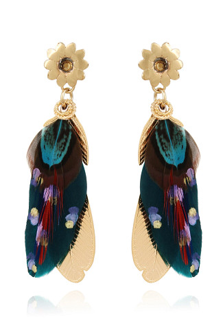 BLUE 301 Dyed Feather Earrings