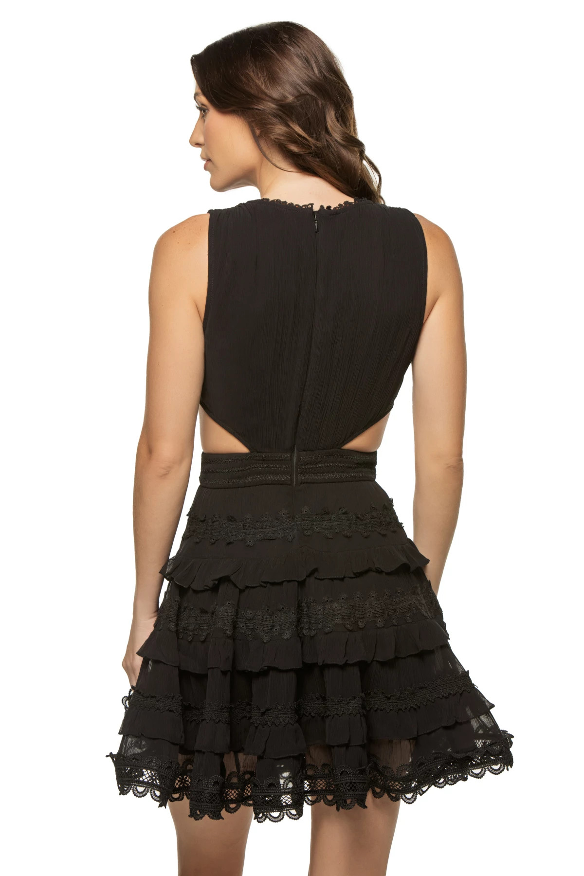 BLACK Cutout V Neck Mini Dress image number 2