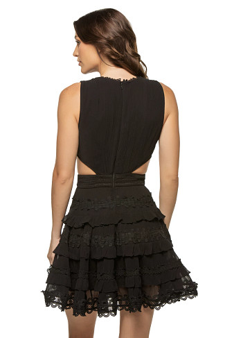 BLACK Cutout V Neck Mini Dress