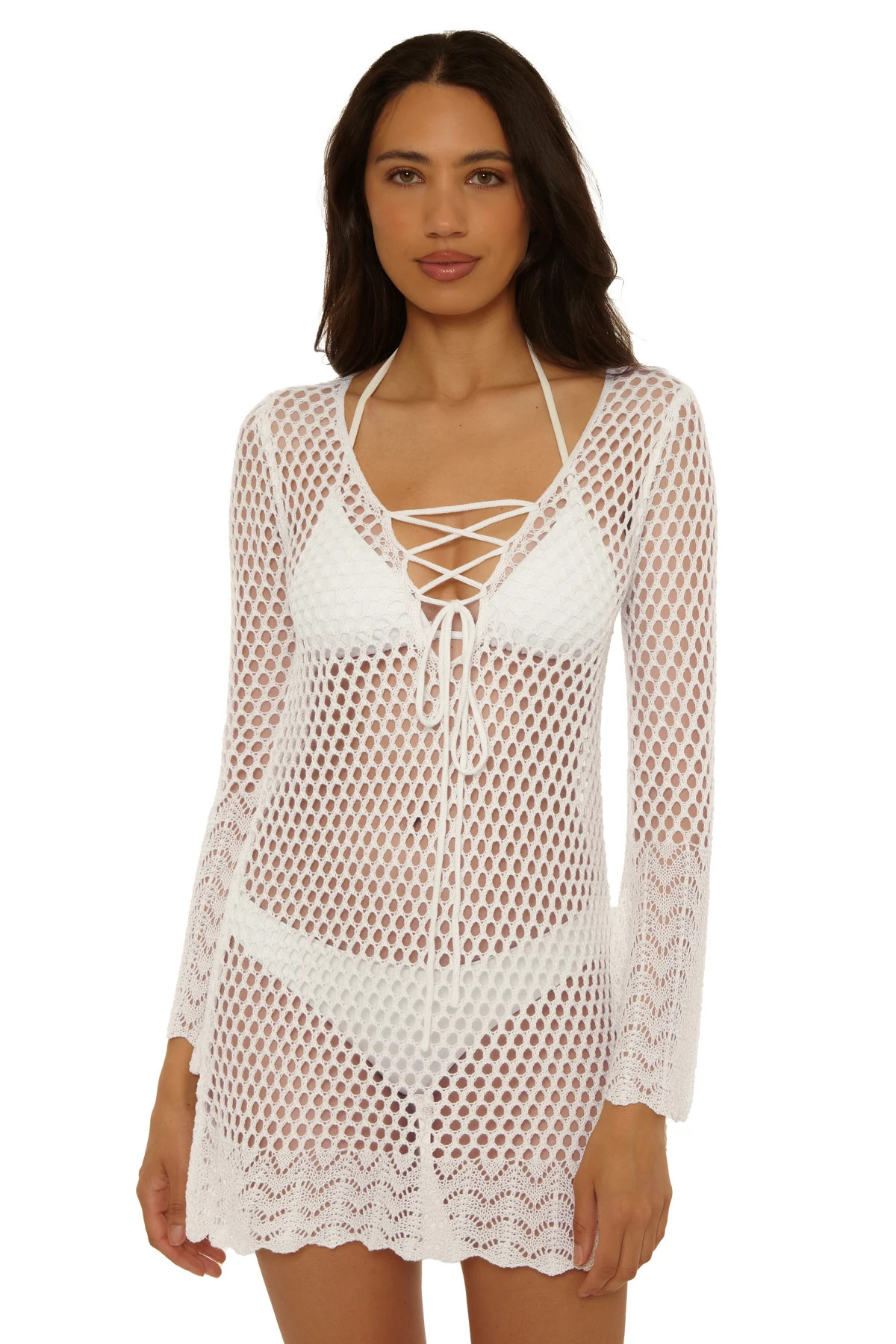 WHITE Crochet Long Sleeve Tunic image number 1