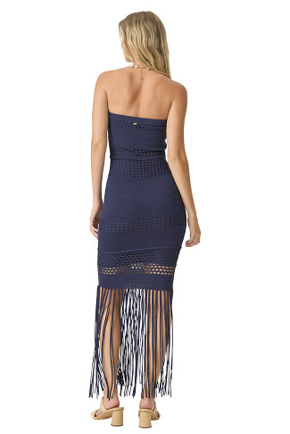 NAVY Vanessa Fringe Hem Crochet Midi Dress