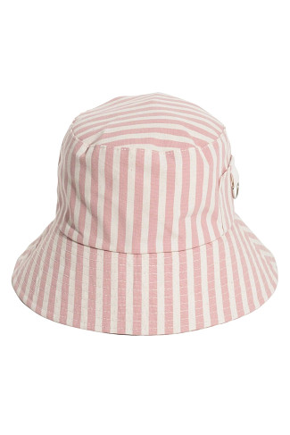 LAURENS PINK STRIPE Canvas Striped Bucket Hat L/XL