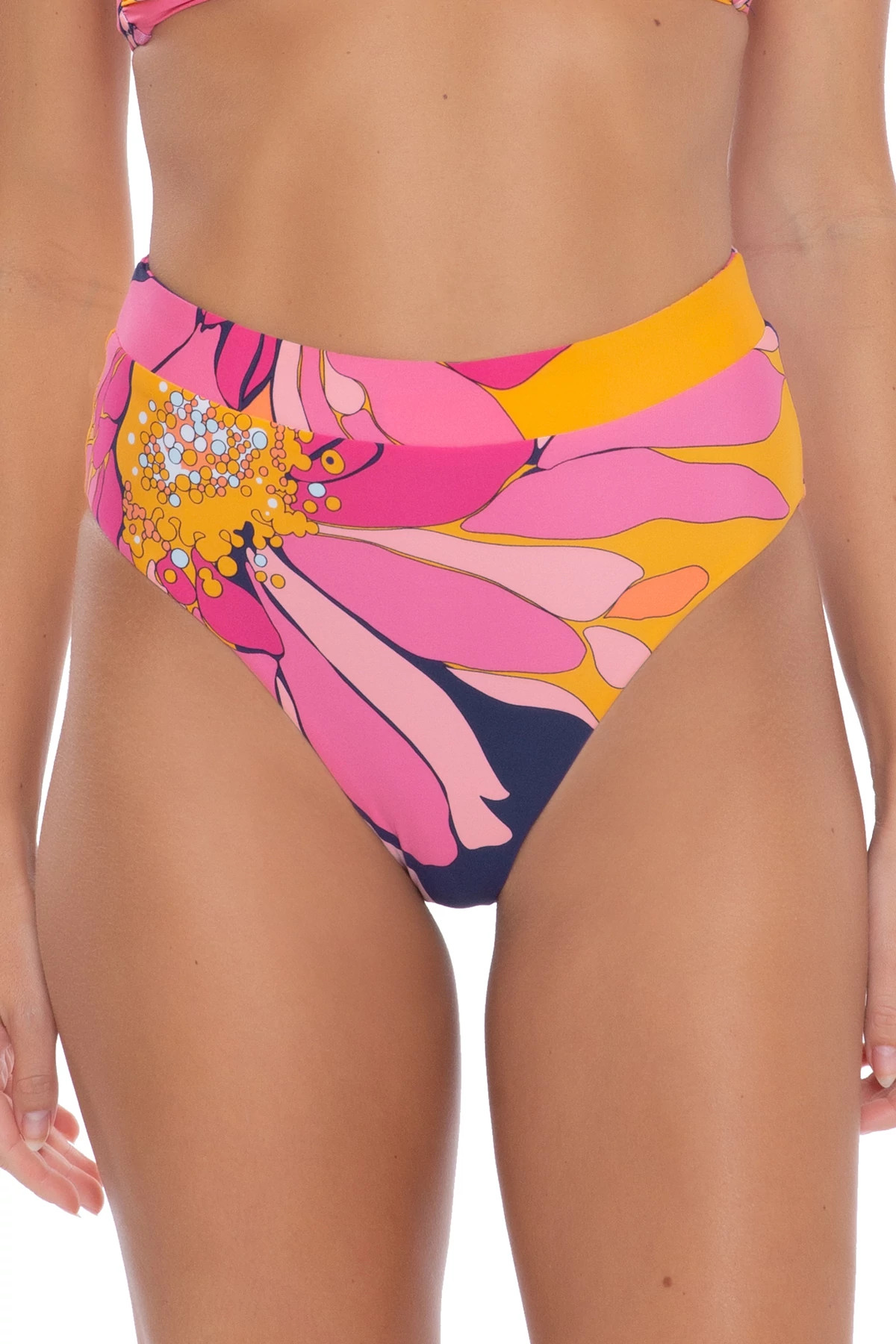 MULTI Floral Banded High Waist Bikini Bottom image number 1