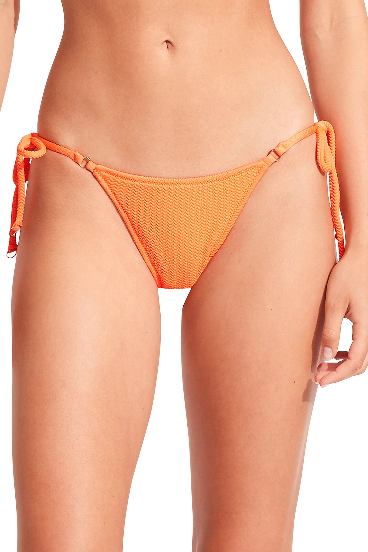Textured Tie Side Brazilian Bikini Bottom image number 1