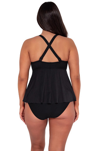 BLACK SEAGRASS TEXTURE Marin Tankini Top