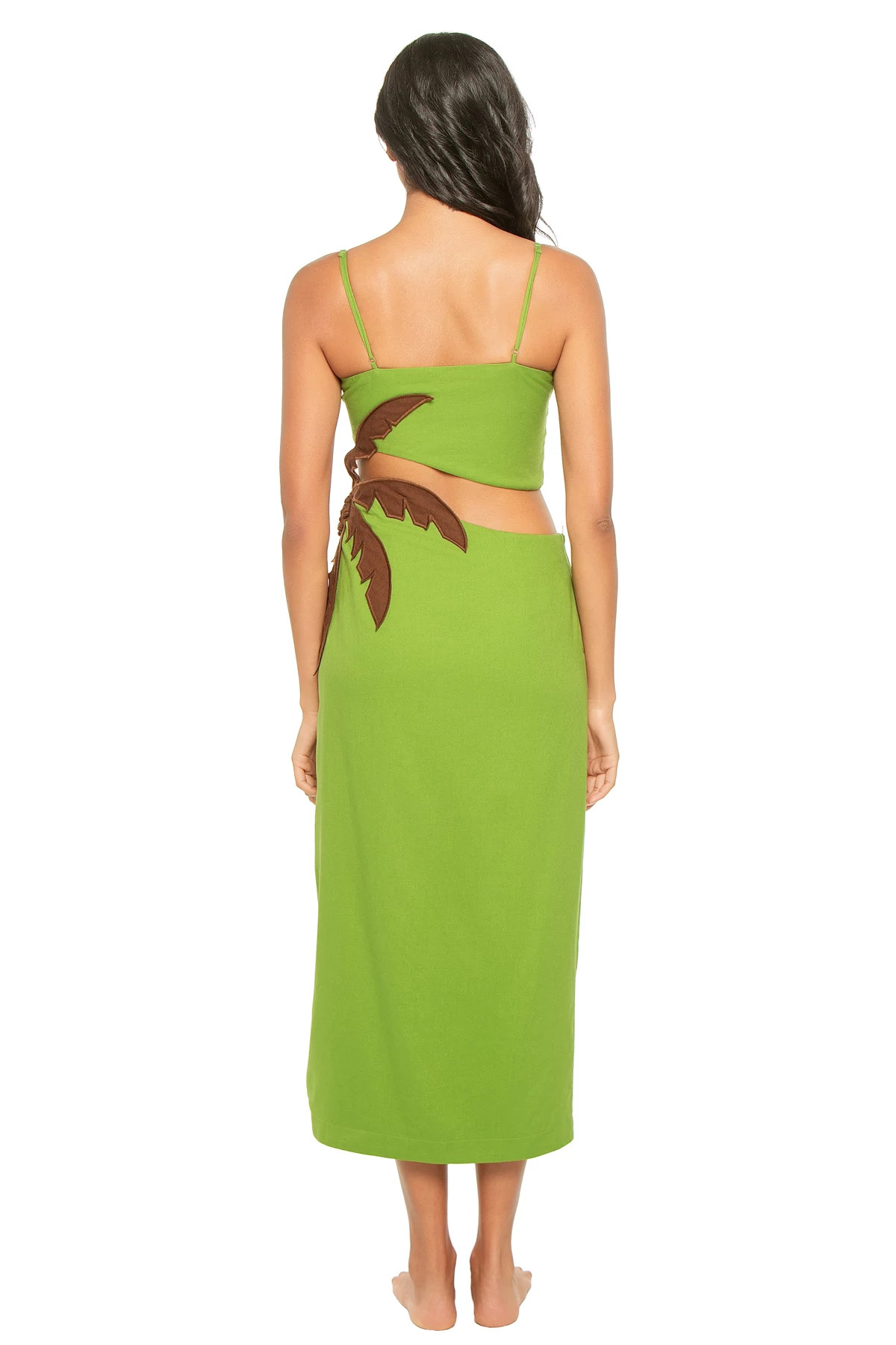 GREEN Palm Tree Cut-Out Midi Dress image number 2