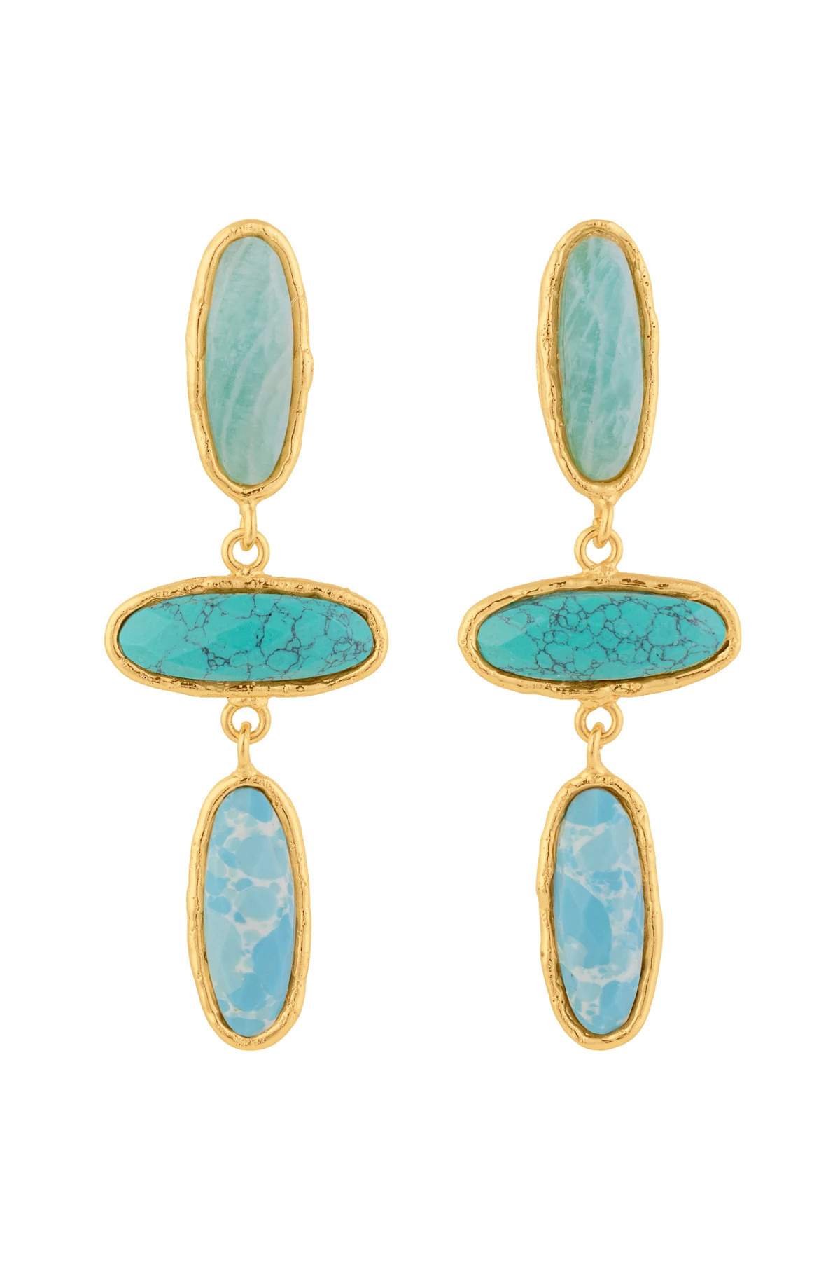 TURQUOISE Grace Marbled Stone Earrings image number 1