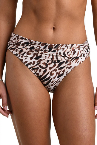 TAUPE Animal Print Ruched Band Bikini Bottom