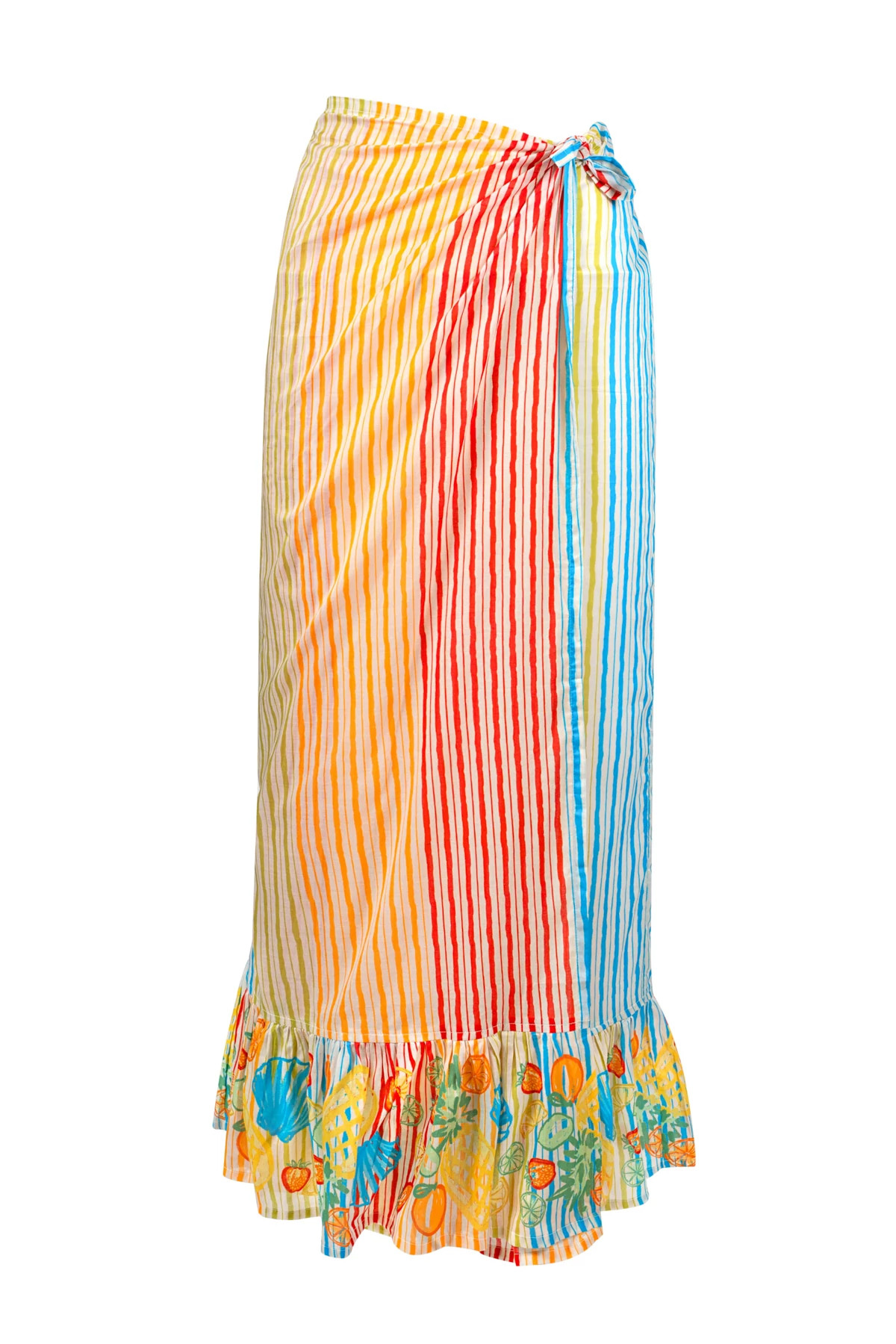 MULTI Fruit Stripe Cotton Voile Maxi Sarong image number 1