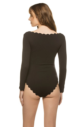 BLACK/INDIGO Holly Point Long Sleeve One Piece Swimsuit