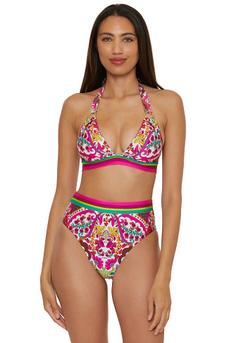 MULTI Hawaiian Garden Halter Bikini Top