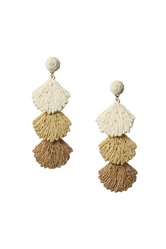 TAN Raffia Shell Drop Earrings