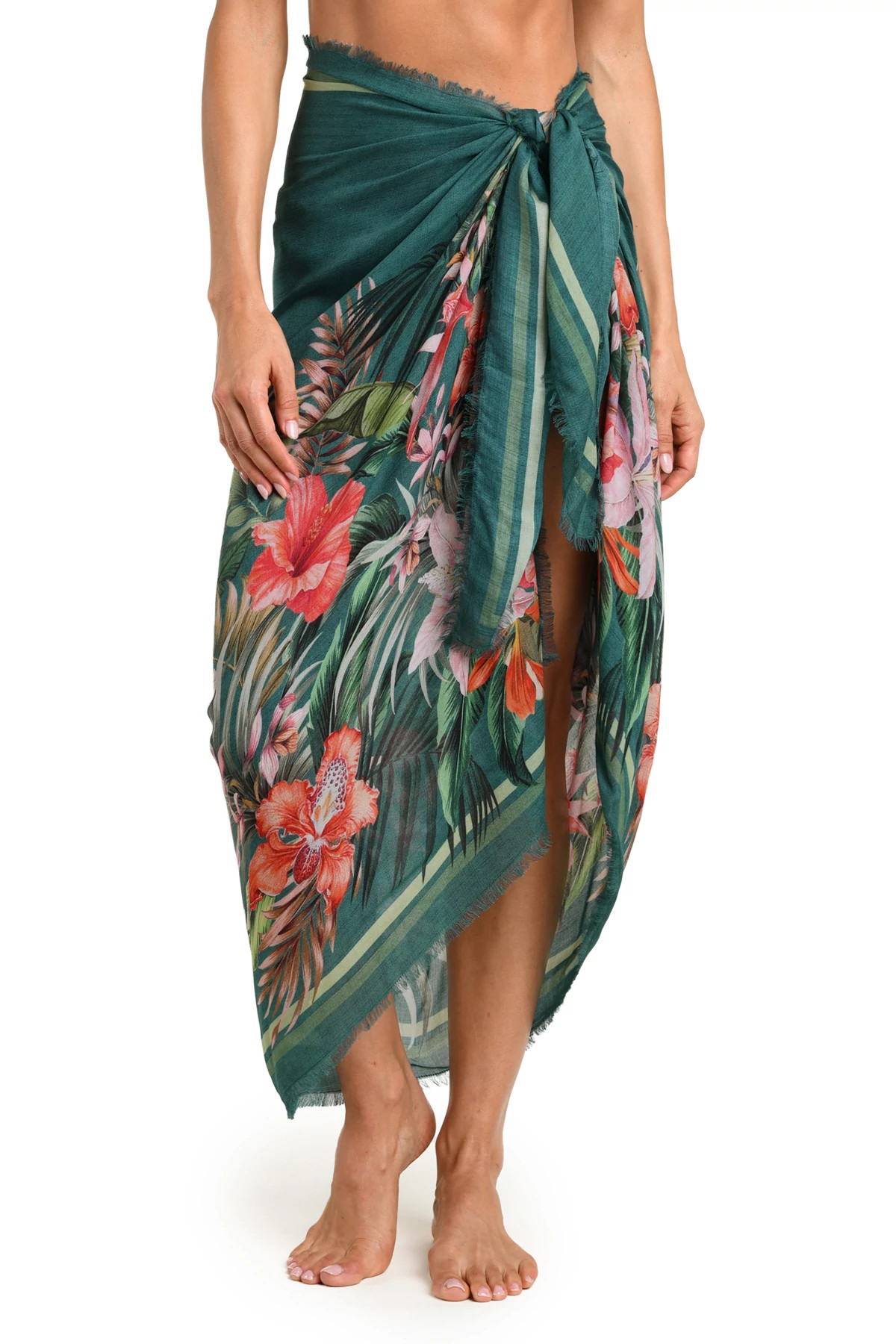 JUNGLE Palm Print Sarong Cover Up image number 3