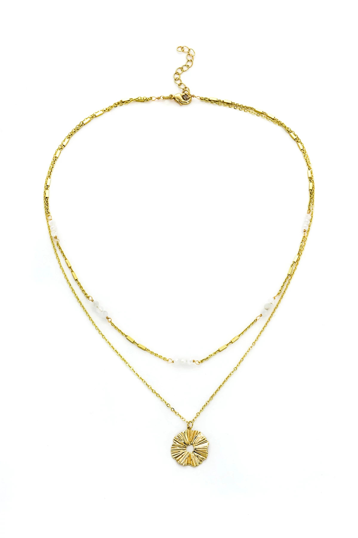 GOLD Layered Crystal Necklace image number 1