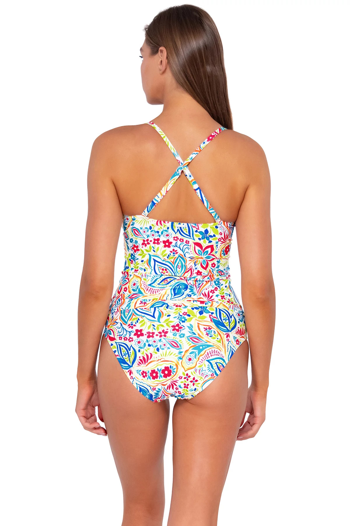 PAINTED PAISLEY Simone Convertible Strap Tankini Top image number 2