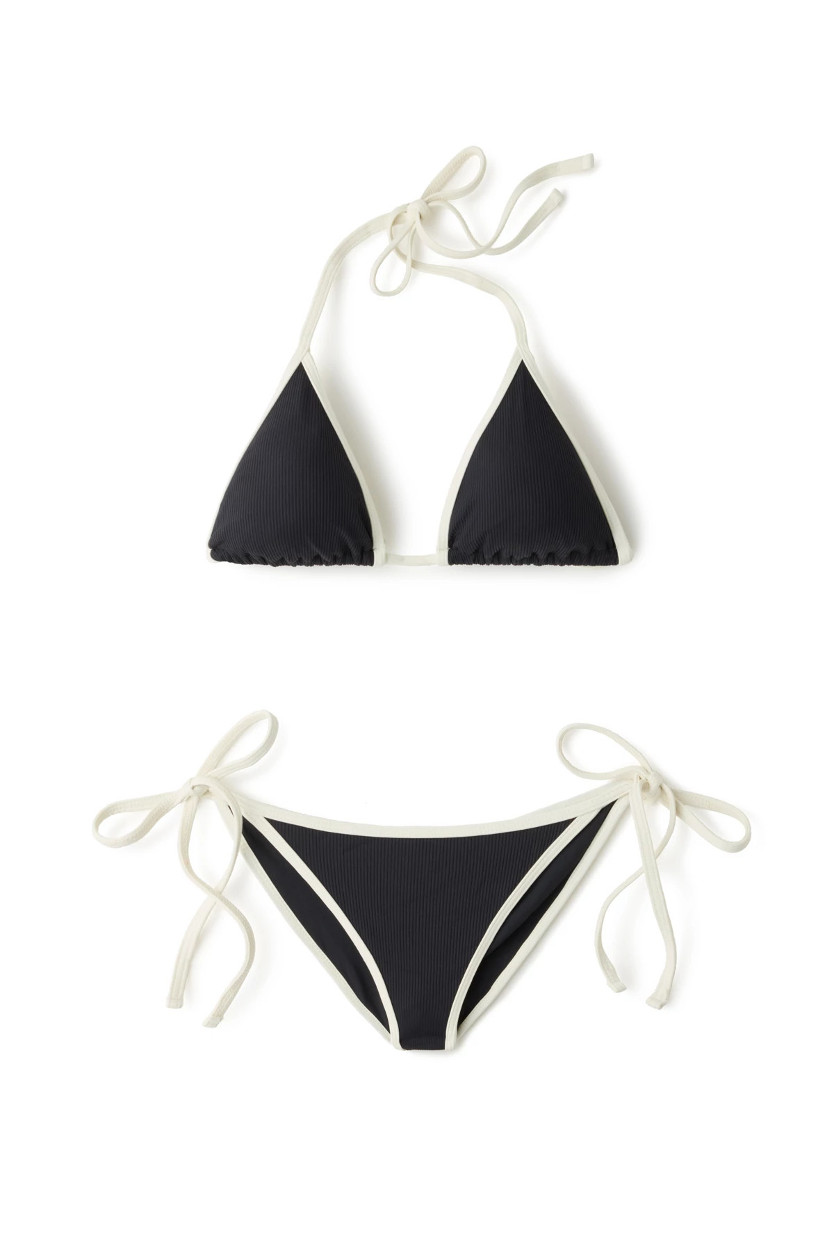 BLACK/CREAM Barbados Tie Side Brazilian Bikini Bottom image number 3