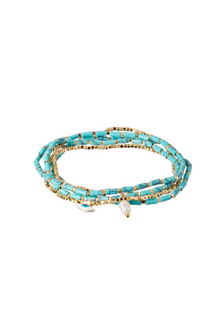 TURQ/GOLD Elastic Bracelet Set