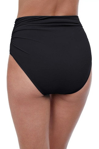 BLACK Shirred High Waist Bikini Bottom