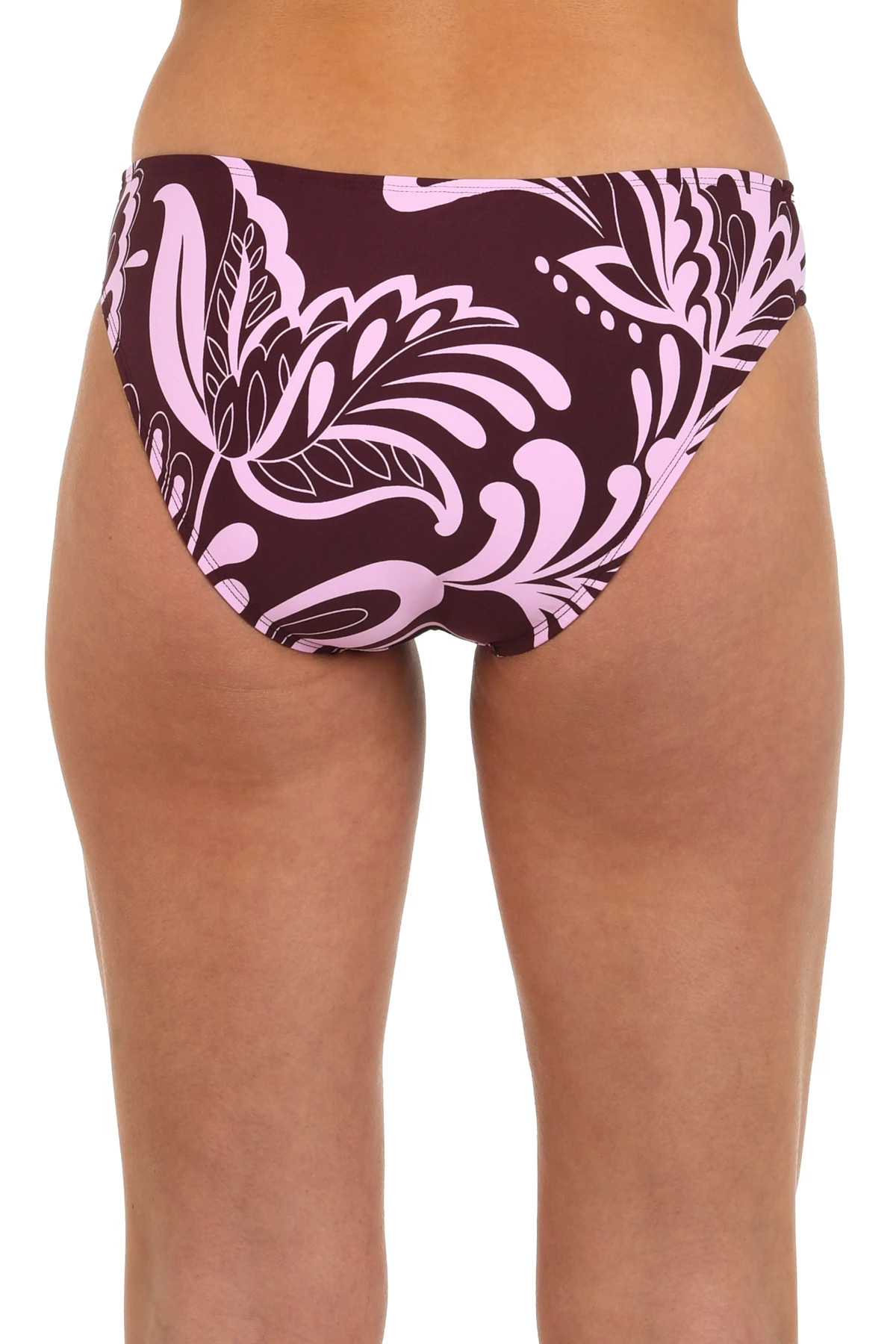 DARK CHERRY Fiji Flora Hipster Bikini Bottom image number 2