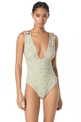 SAFARI GREEN Hazy Cheetah One Piece Swimsuit