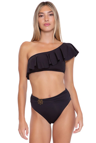 BLACK Atlas Ruffle Asymmetrical Bikini Top