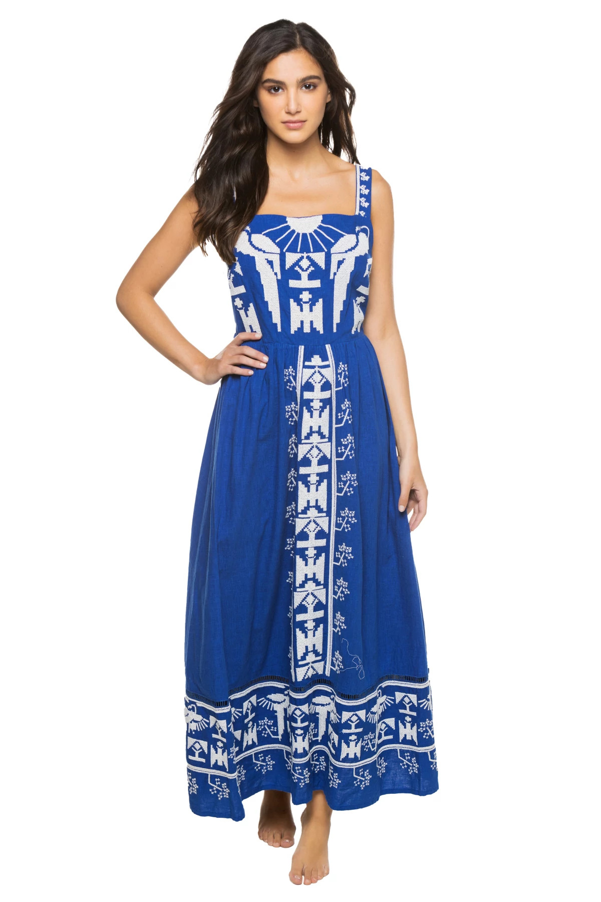 NAVY Navy Macaw Embroidered Maxi Dress image number 1