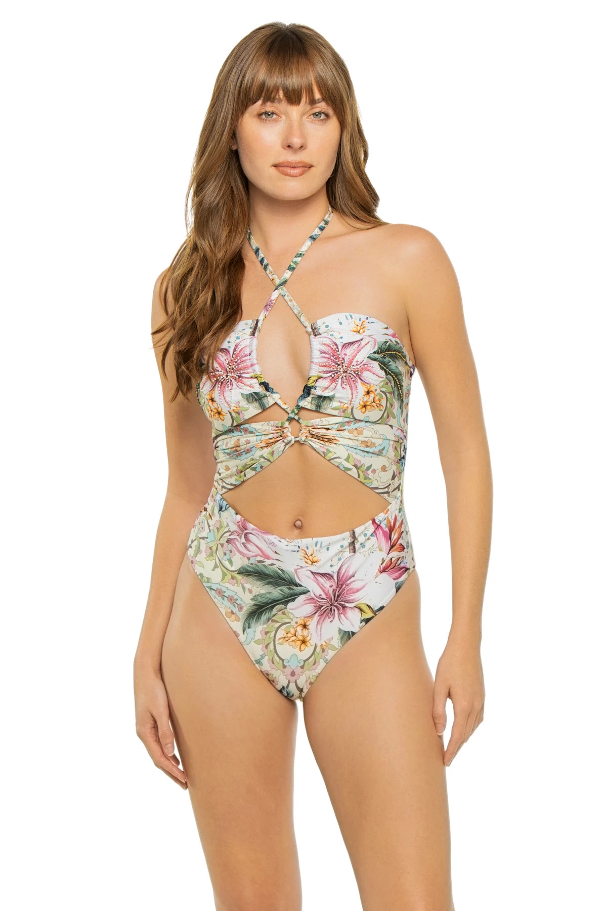 MULTI Strappy Bandeau One Piece Swimsuit image number 1