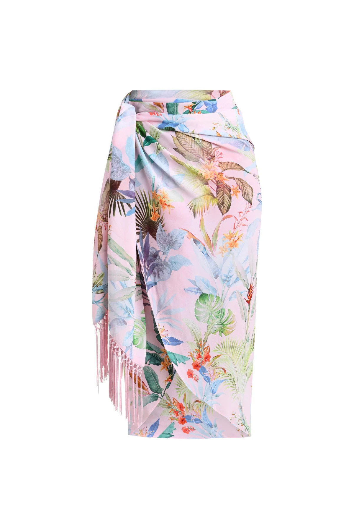 MULTI Marena Tropical Print Fringe Pareo image number 3