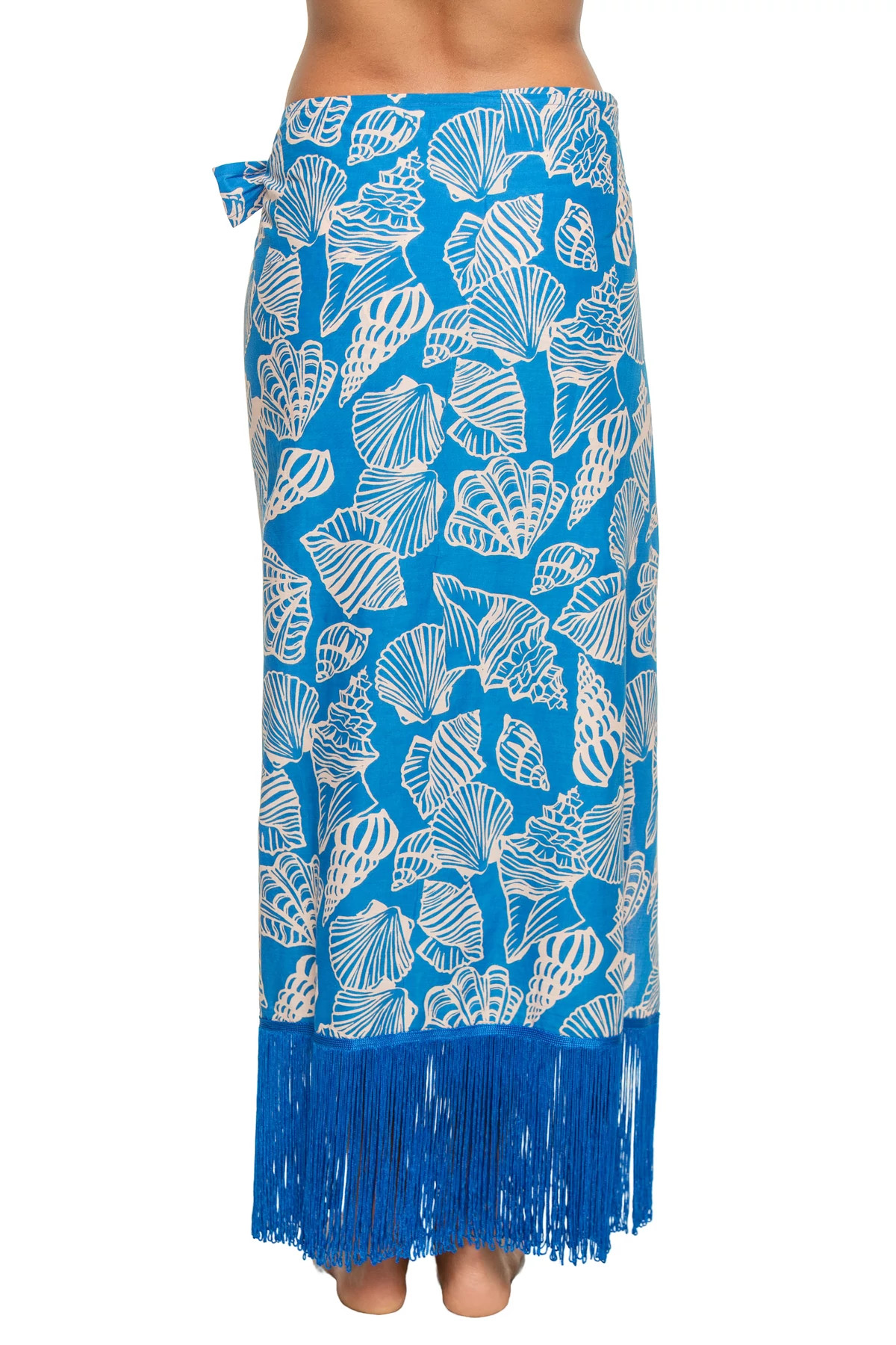 BLUE Ruby Shell Print Fringe Sarong image number 2