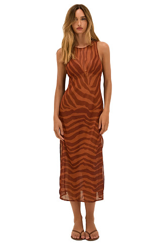 SUNDOWN Mesh Midi Dress