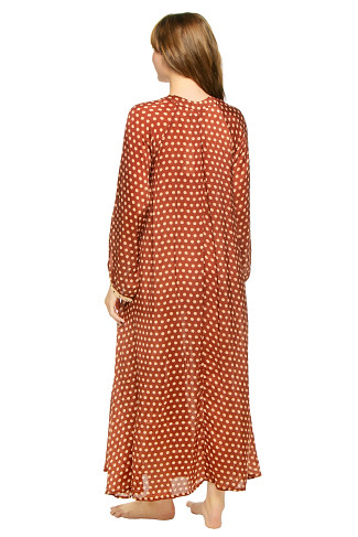 POLKA DOT CAPPUCCINO Fiore Vintage Flowers Maxi Dress