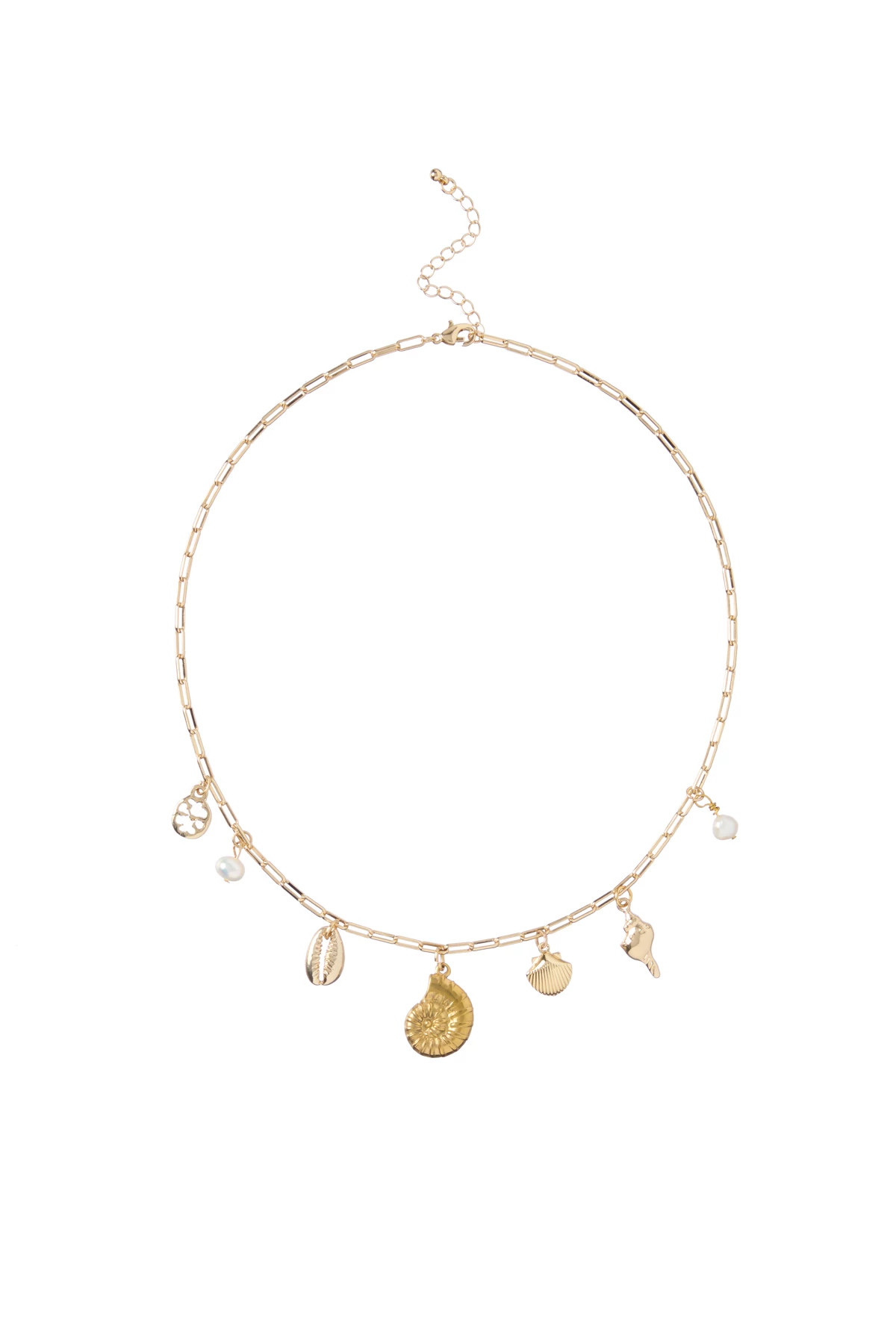 GOLD Shell Charm Necklace image number 1