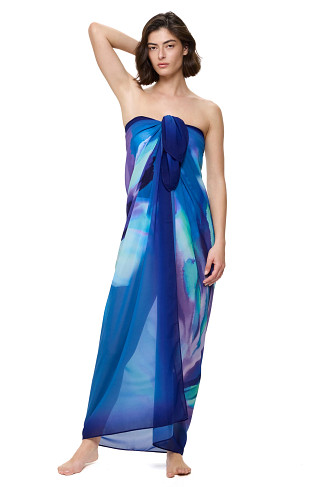 MULTI BLUE Abstract Floral Print Sarong