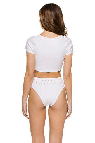 WHITE Jennifer Laser Cut Out Crop Bikini Top
