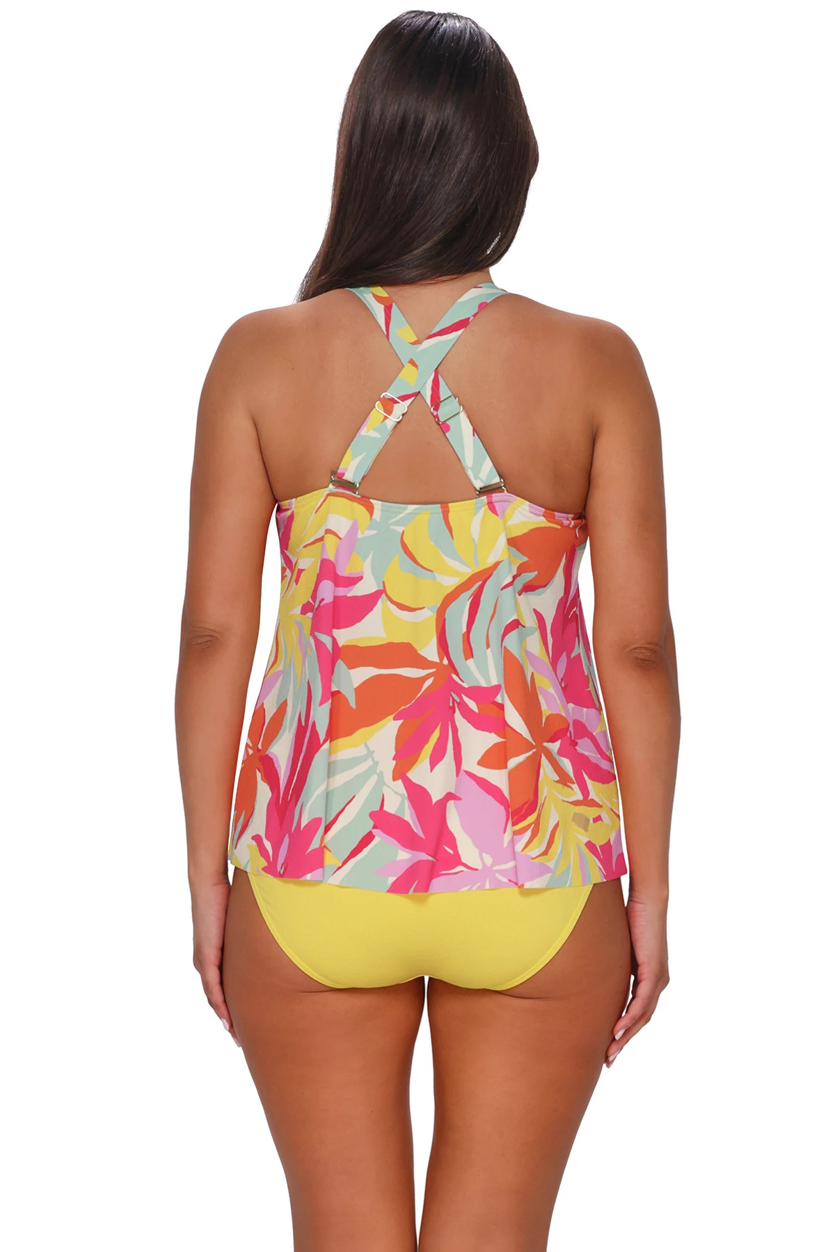 TROPICOLOR CREPE Sadie Keyhole Crossback Tankini Top image number 2