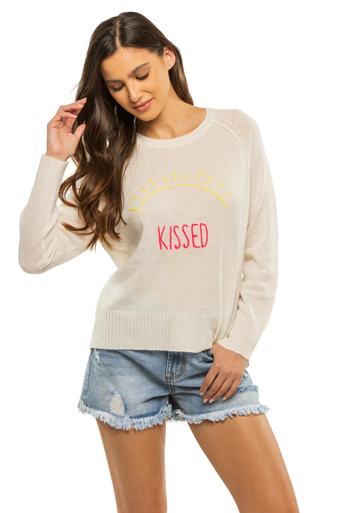WHITE Sun Kissed Cashmere Sweater image number 1