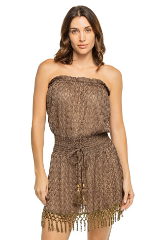 BROWN/GOLD ZIG ZAG Lauryn Mini Dress