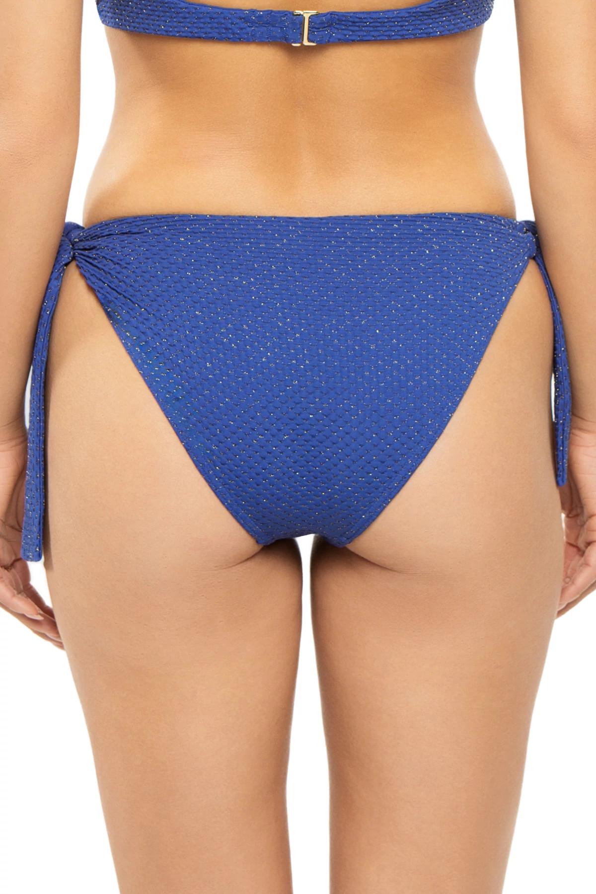 NAVY SCALLOP Frankie Textured Tie Side Hipster Bikini Bottom image number 2