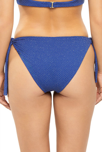 NAVY SCALLOP Frankie Textured Tie Side Hipster Bikini Bottom